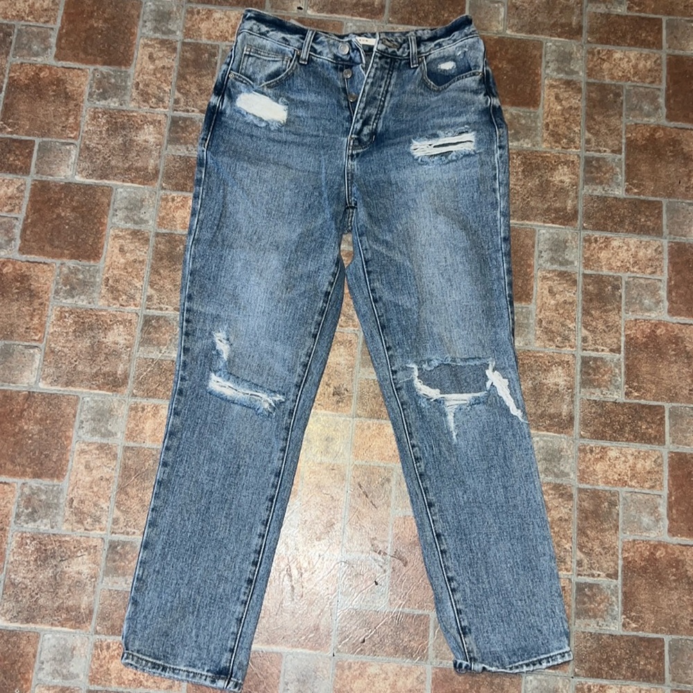PACSUN- High Rise Distressed Mom Jeans